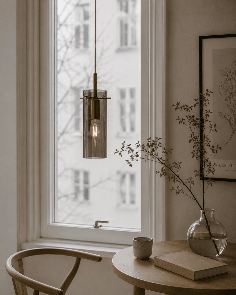 Cilinda Ø7 Messing/geräuchert fensterlampe Von Nordic Lighting - Cilinda ist eine zeitlose Fensterlampe mit elegantem Design.