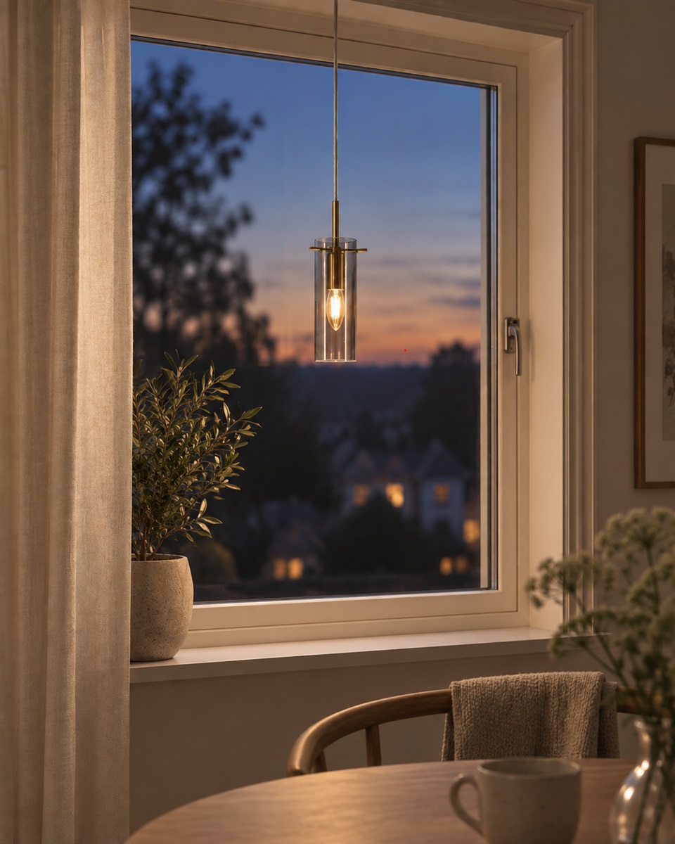 Cilinda Ø7 Messing/geräuchert fensterlampe Von Nordic Lighting - Cilinda ist eine zeitlose Fensterlampe mit elegantem Design.