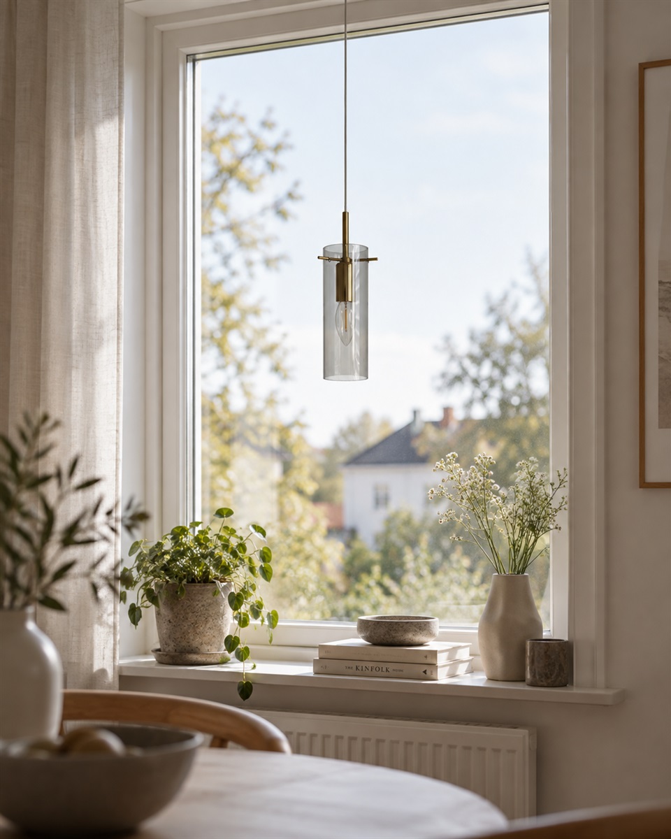 Cilinda Ø7 Messing/geräuchert fensterlampe Von Nordic Lighting - Cilinda ist eine zeitlose Fensterlampe mit elegantem Design.