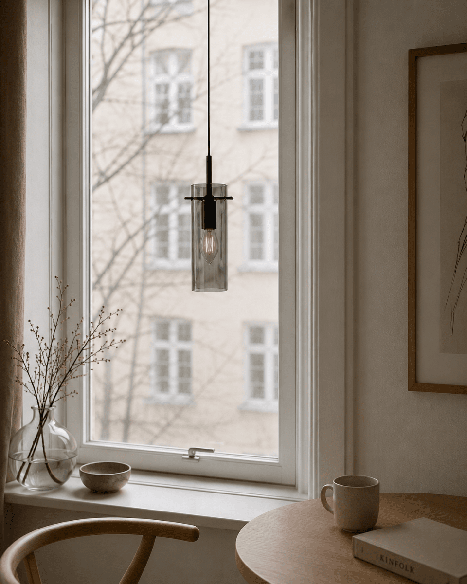 Cilinda Ø7 Schwarz/Rauchig fensterlampe Von Nordic Lighting - Cilinda ist eine zeitlose Fensterlampe mit elegantem Design.