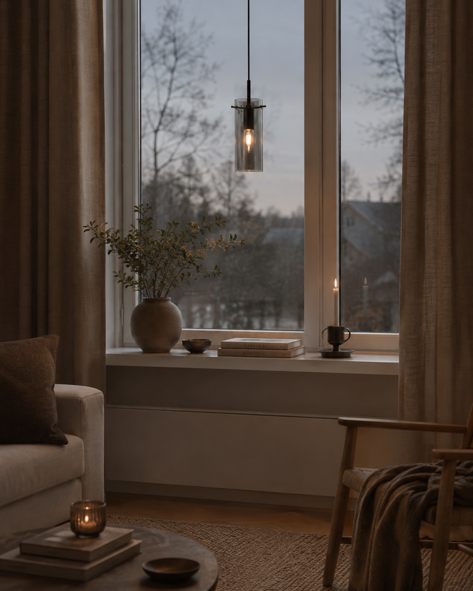 Cilinda Ø7 Schwarz/Rauchig fensterlampe Von Nordic Lighting - Cilinda ist eine zeitlose Fensterlampe mit elegantem Design.