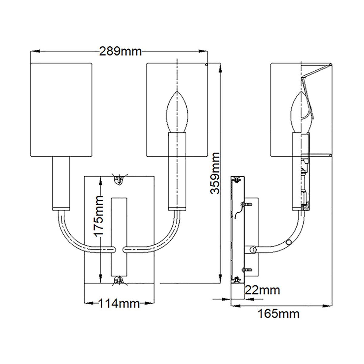 Brianna 36cm Schwarz wandlampe Von Elstead Lighting - Die Leuchte ist aus schwarzem Metall gefertigt und verf&uuml;gt &uuml;ber sanft geschwungene Arme, die einen sch&ouml;nen Kontrast zur geraden Wandplatte bilden.