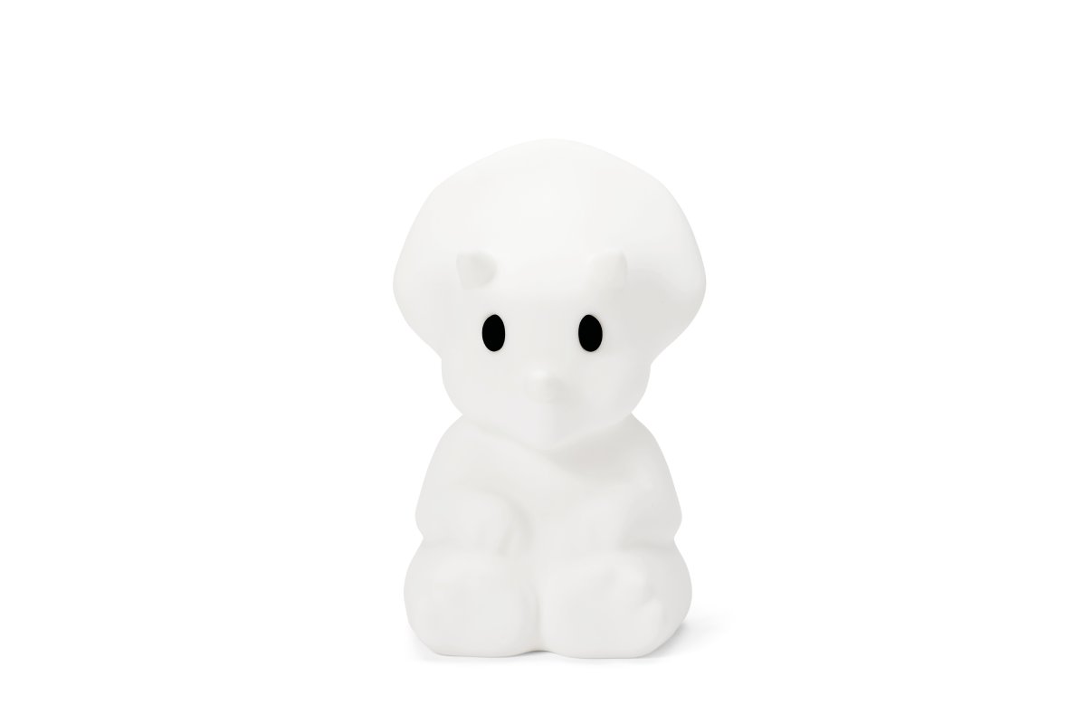 Mira First Light Weiß kinderlampe Von Mr Maria - Das Design dieser Lampe hat die Form eines beeindruckenden Triceratops mit kr&auml;ftigen H&ouml;rnern und Schutzschild und vermittelt ein verspieltes und sicheres Gef&uuml;hl.