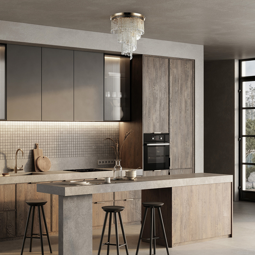 Cascade Ø42 Gold kristall Von Maytoni - Cascade ist eine luxuri&ouml;se Kristalllampe aus Metall mit einem eleganten Gold-Finish.