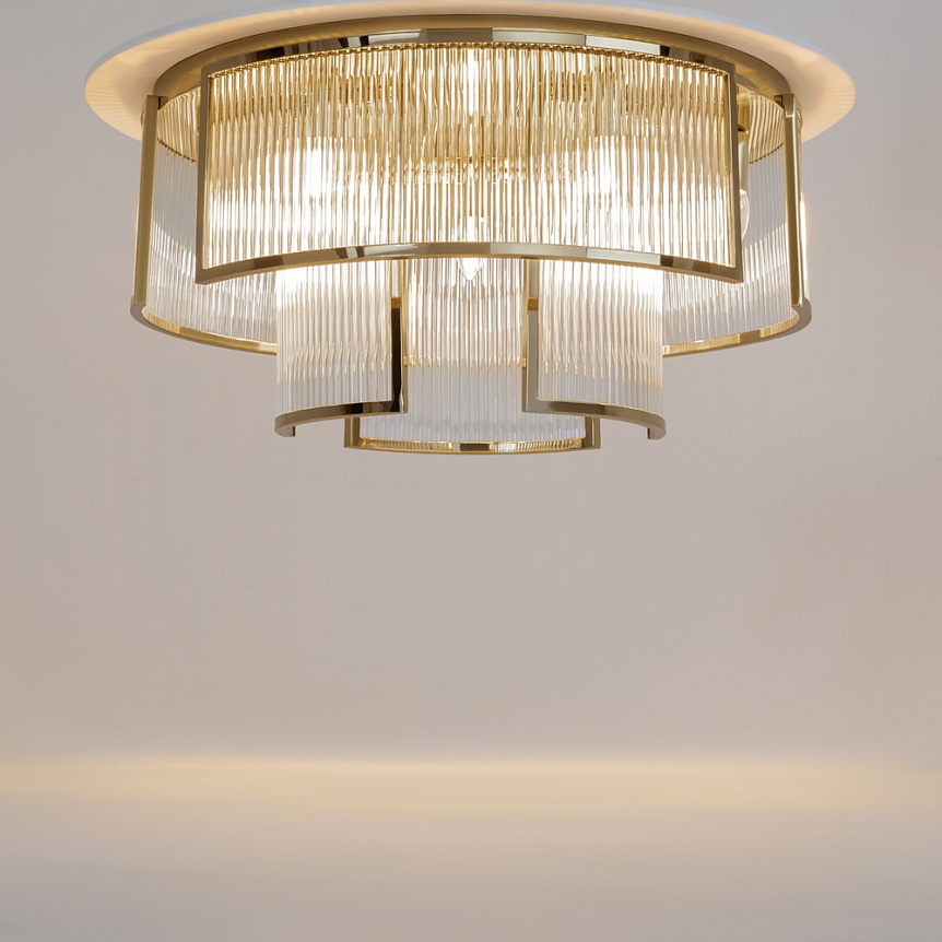 Frame Ø65 Gold deckenleuchte Von Maytoni - Die Prismen streuen das Licht auf eine sch&ouml;ne und effektive Weise, die die Atmosph&auml;re im Raum verbessert.