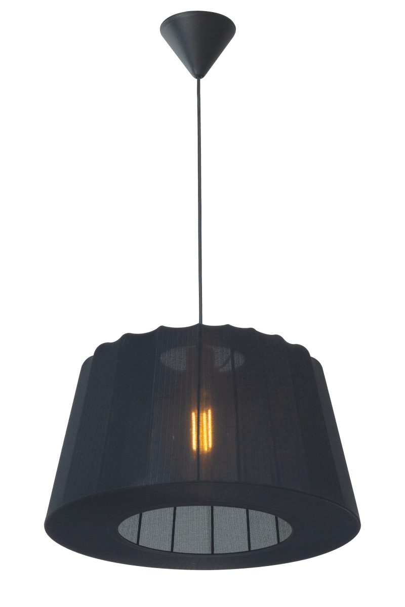 Zoombild von Abril Ø45 Schwarz hängelampe Von Aneta Lighting - Die wundersch&ouml;ne Deckenleuchte Abril ist mit feinem Stretchstoff bezogen, der das Licht filtert und angenehm im Raum verteilt.