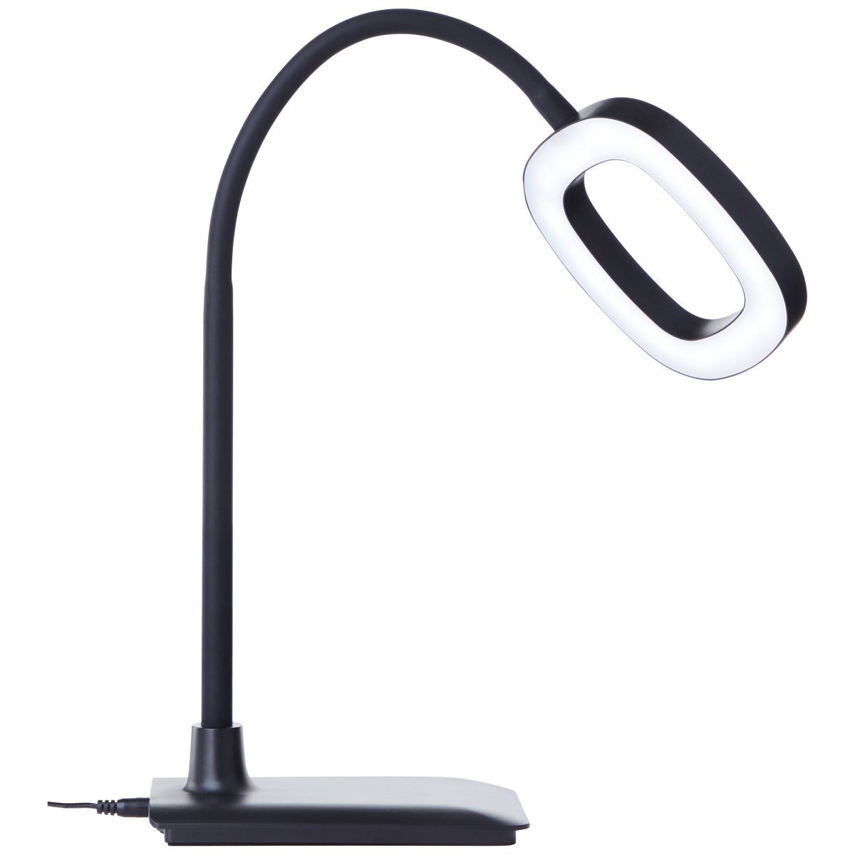 Maskat 43cm Schwarz schreibtischlampe Von Brilliant - Die integrierte LED-Technologie erzeugt ein helles, tageslichtweißes Licht mit 5000 K und eignet sich somit ideal für konzentriertes Arbeiten wie Lesen, Schreiben oder Computerarbeit.