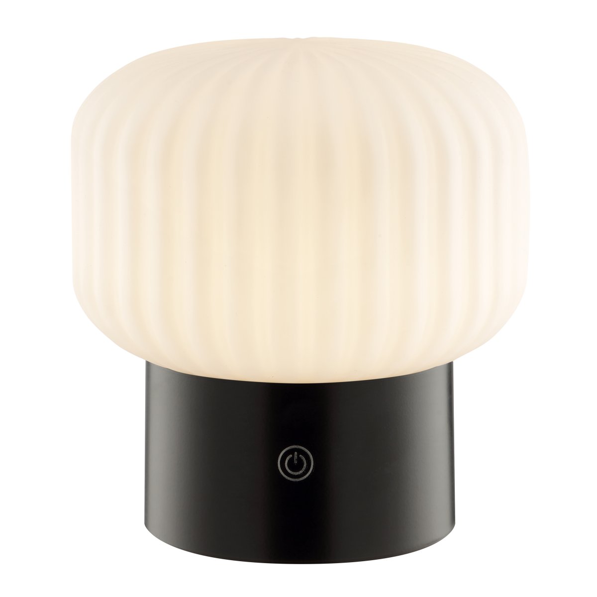 Sarastro 14cm Schwarz tragbare Von Brilliant - Sarastro ist eine tragbare und wiederaufladbare Lampe aus Glas und Kunststoff mit modernem Flair und stilvollem Design.