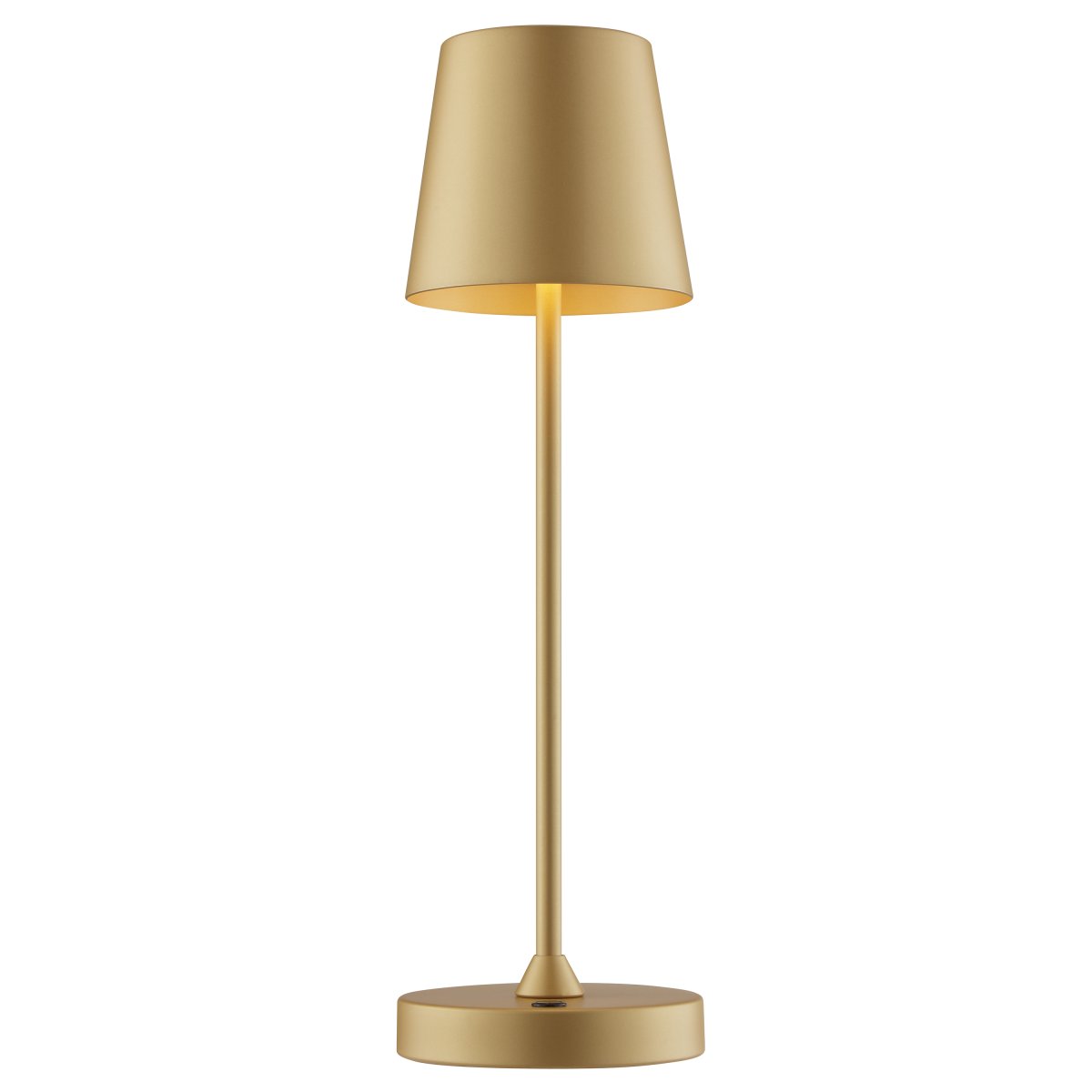 Elora 37cm Gold tragbare Von Brilliant - Sie ist außerdem IP44-zertifiziert, spritzwassergeschützt und somit für den Außenbereich geeignet – für eine lange Lebensdauer sollte sie jedoch im Innenbereich aufbewahrt und aufgeladen werden.