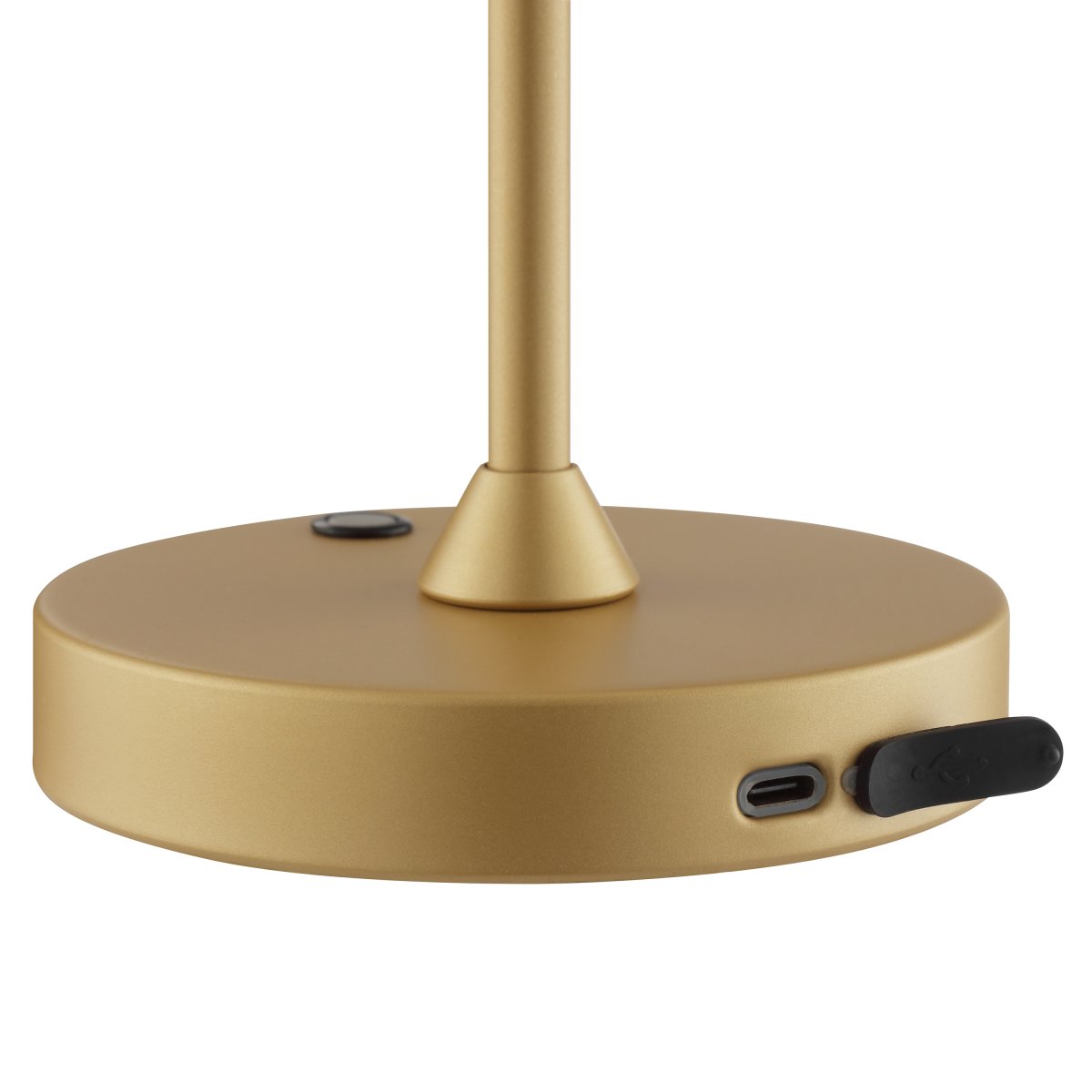 Elora 37cm Gold tragbare Von Brilliant - Sie ist außerdem IP44-zertifiziert, spritzwassergeschützt und somit für den Außenbereich geeignet – für eine lange Lebensdauer sollte sie jedoch im Innenbereich aufbewahrt und aufgeladen werden.