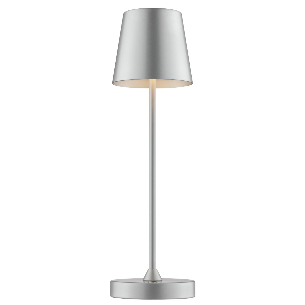 Elora 37cm Silber tragbare Von Brilliant - Sie ist außerdem IP44-zertifiziert, spritzwassergeschützt und somit für den Außenbereich geeignet – für eine lange Lebensdauer sollte sie jedoch im Innenbereich aufbewahrt und aufgeladen werden.