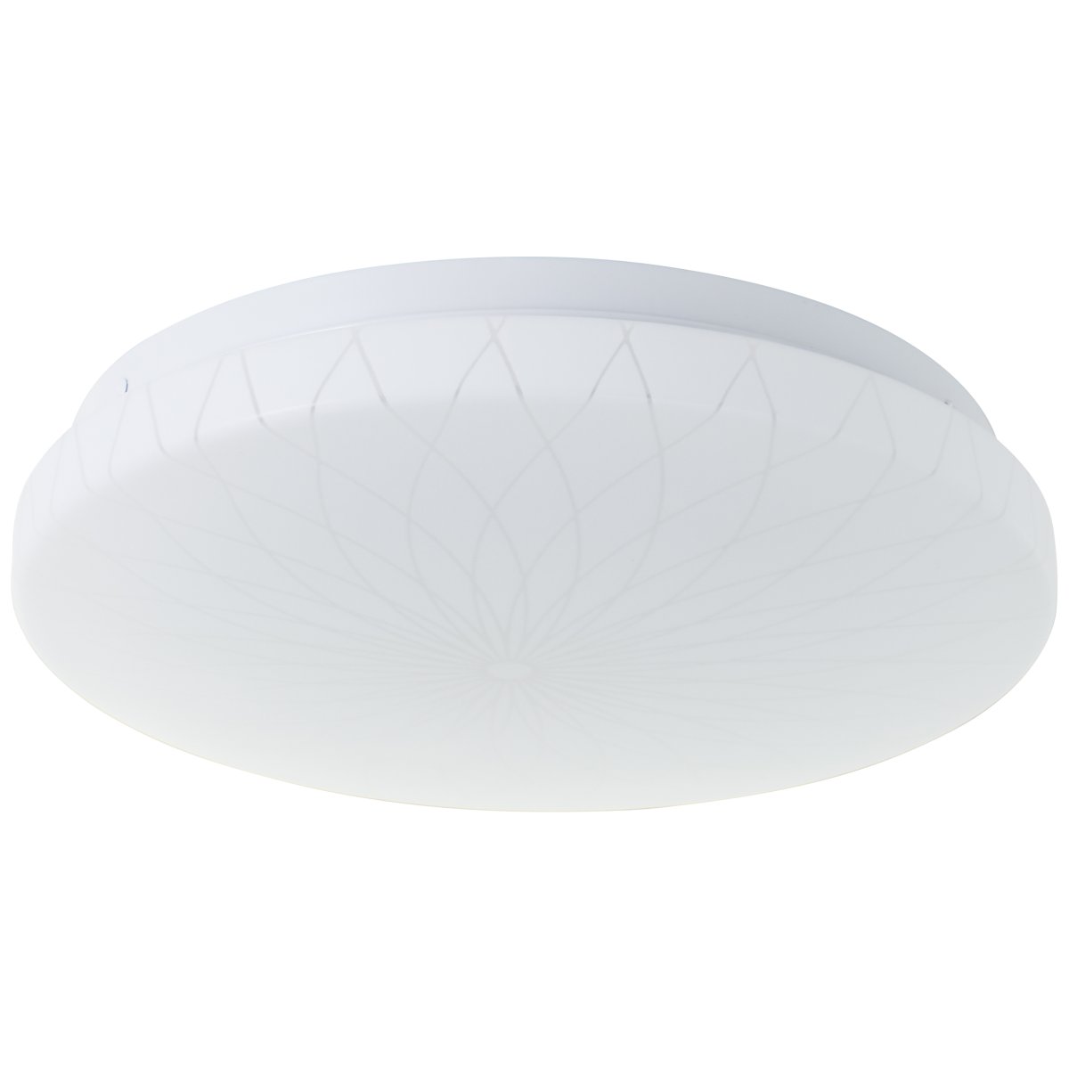 Farah Ø26 Weiß deckenleuchte Von Brilliant - Die integrierte LED-Lichtquelle erzeugt warmwei&szlig;es Licht (3000 K) und hat eine Helligkeit von 1400 Lumen &ndash; perfekt f&uuml;r eine angenehme und gut beleuchtete Umgebung, beispielsweise im Flur oder in der K&uuml;che.