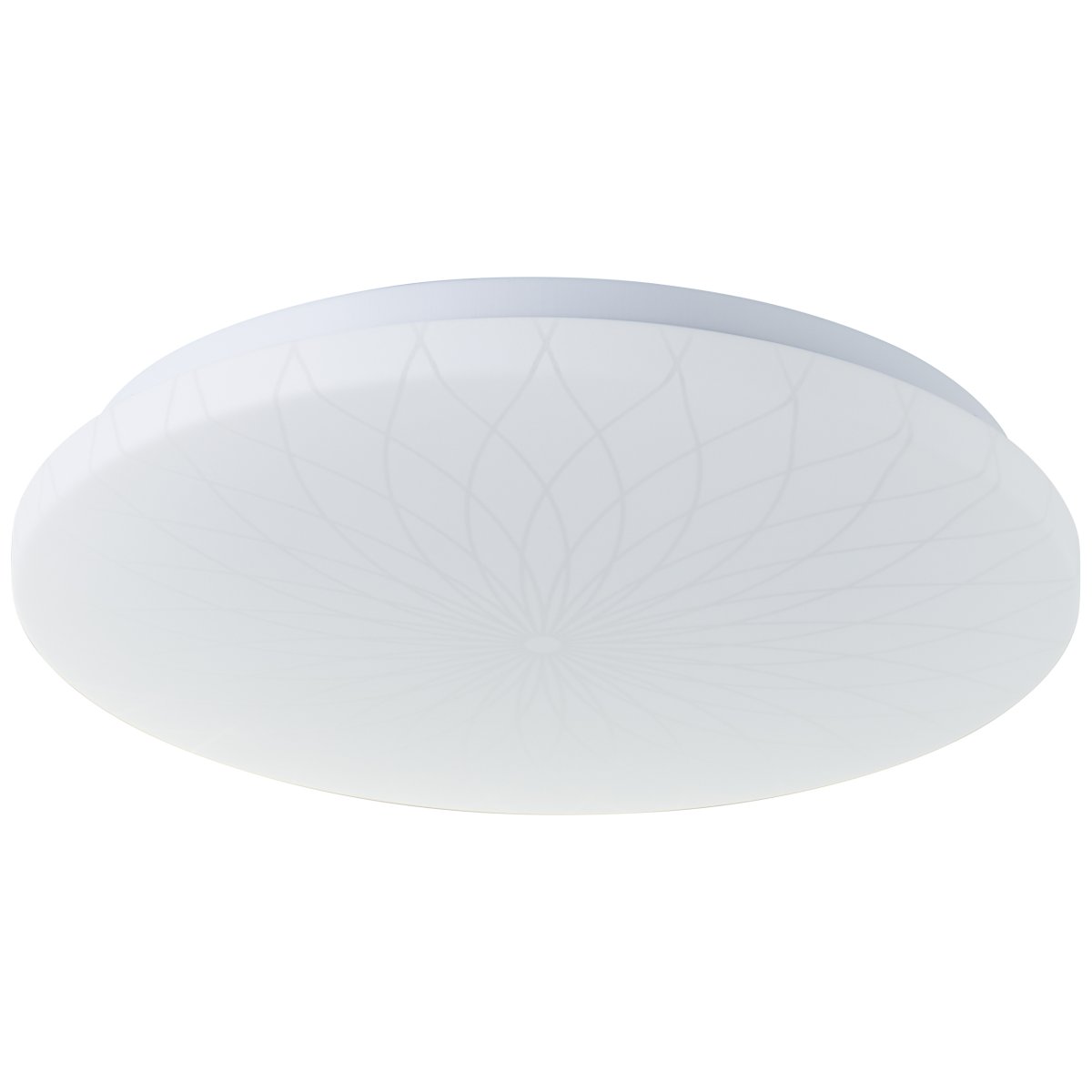 Farah Ø34 Weiß deckenleuchte Von Brilliant - Die integrierte LED-Lichtquelle erzeugt warmwei&szlig;es Licht (3000 K) und hat eine Helligkeit von 2600 Lumen &ndash; perfekt f&uuml;r eine angenehme und gut beleuchtete Umgebung, beispielsweise im Flur oder in der K&uuml;che.