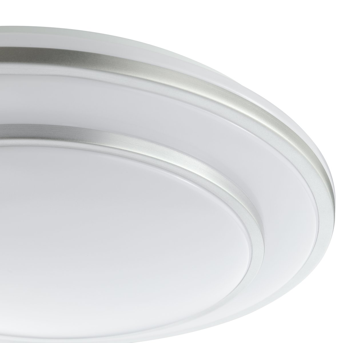 Luciano Ø40 Silber deckenleuchte Von Brilliant - Durch den Anschluss eines externen Wanddimmers (nicht im Lieferumfang enthalten) können Sie die Farbtemperatur von 2700 K (Warmweiß) bis 6500 K (Kaltweiß) dimmen und so die Beleuchtung ganz einfach an Ihre Bedürfnisse und Aktivitäten anpassen.