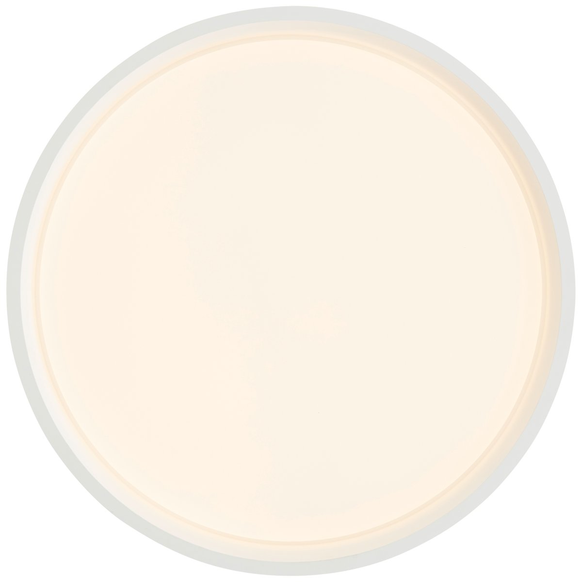 Kalmar Ø40 Weiß deckenleuchte Von Brilliant - Der wei&szlig;e Rahmen umschlie&szlig;t das LED-Panel, das f&uuml;r gleichm&auml;&szlig;iges Licht im Raum sorgt.