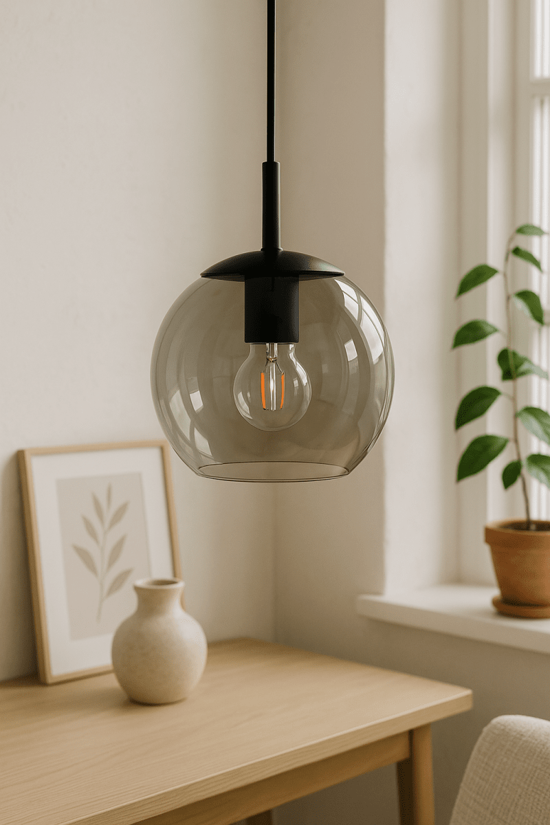 Globi Ø15 Schwarz/Rauchig fensterlampe Von Nordic Lighting - Die Kombination aus Rauchglas und schwarzen Details schafft ein zeitloses Design.