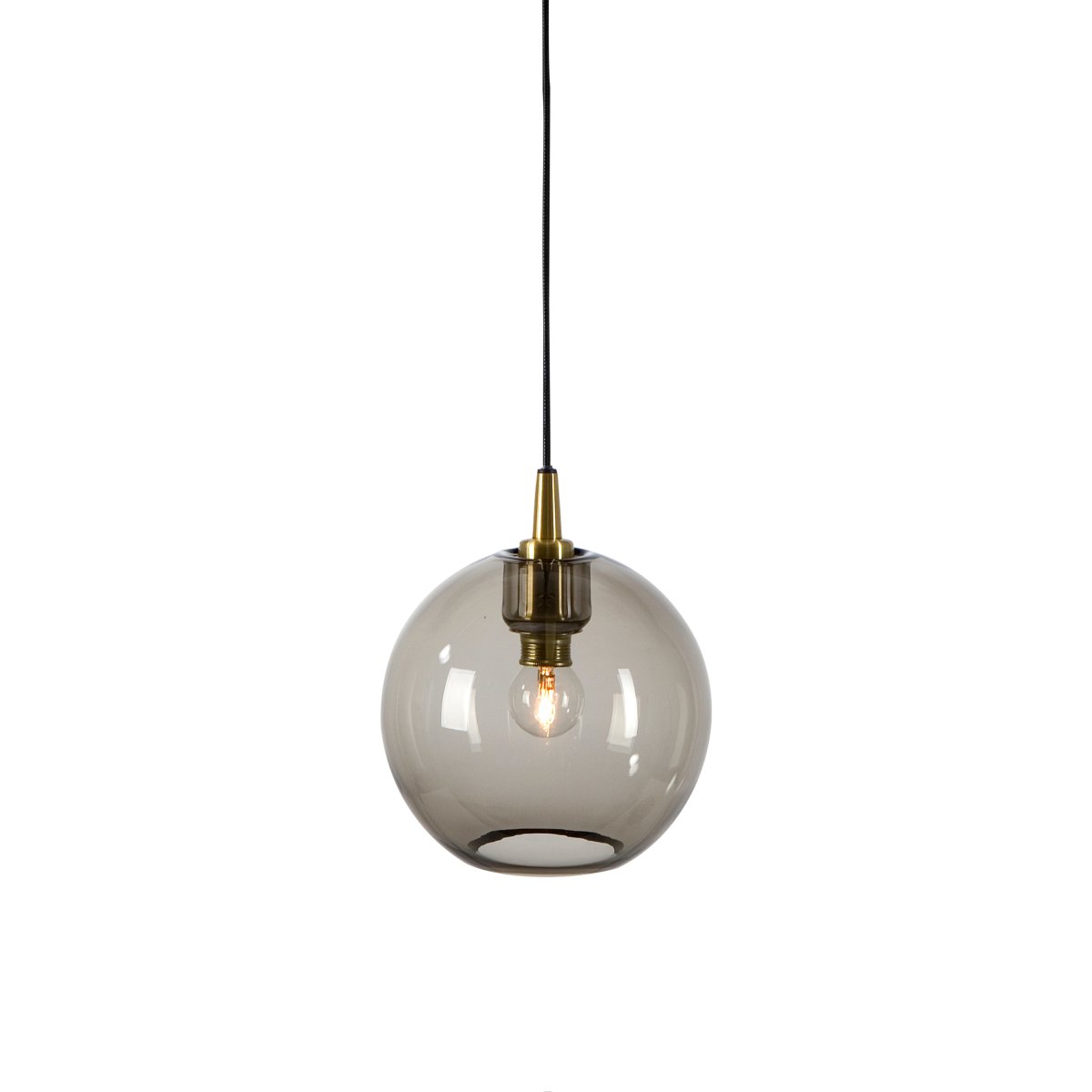 Gloria Ø20 Geräuchert/Messing hängelampe Von Belid - Gloria ist eine elegante und anmutige Deckenleuchte mit einem Schirm aus Rauchglas.