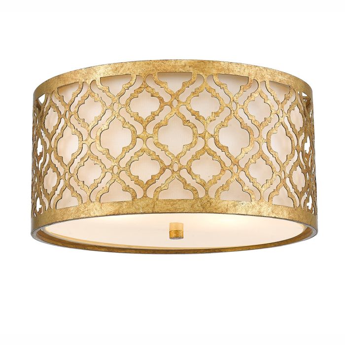 Arabella Ø40 Gold deckenleuchte Von Elstead Lighting - Die Deckenleuchte Arabella besticht durch ihr elegantes Design aus Stahl mit einer rustikalen, gealterten Goldoberfl&auml;che im Stil von &bdquo;Distressed Gold&ldquo;.
