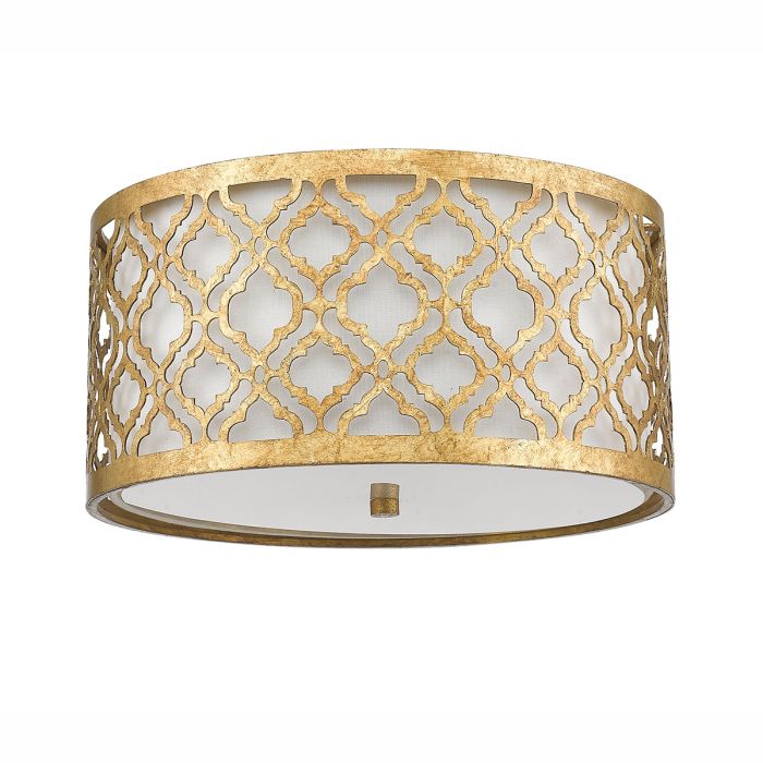 Arabella Ø40 Gold deckenleuchte Von Elstead Lighting - Die Deckenleuchte Arabella besticht durch ihr elegantes Design aus Stahl mit einer rustikalen, gealterten Goldoberfl&auml;che im Stil von &bdquo;Distressed Gold&ldquo;.