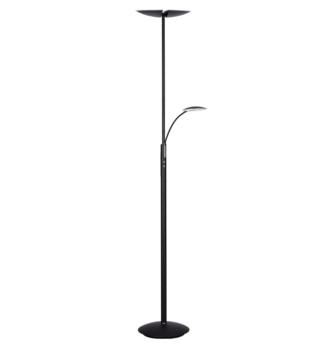 Lucius Mattschwarz stehlampe Von Texa Design - Die Stehleuchte spendet helles Licht mit 2450 lm, während der Lesearm mit 740 lm optimales Leselicht liefert.