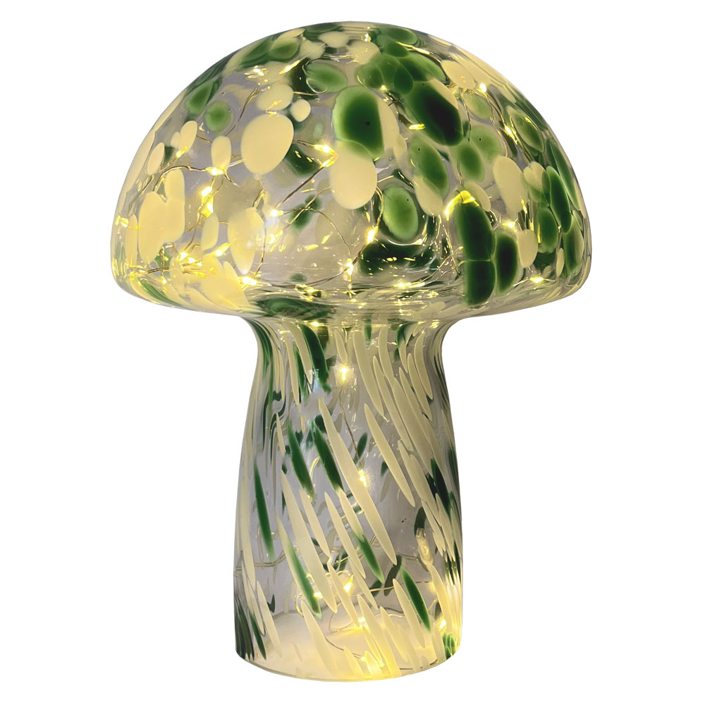 Mushroom 23cm Grün tischlampe Von Pixie Design - Die Pilzlampe von Pixie Design hat ein wundersch&ouml;nes Design mit einer marmorierten Oberfl&auml;che in Gr&uuml;n und Wei&szlig;.