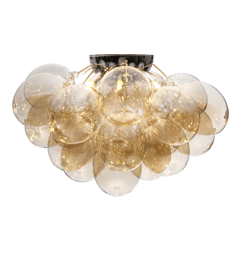 Gross Ø70 Bernstein deckenleuchte Von By Rydéns - Die handgefertigten Glaskugeln vermitteln ein einzigartiges Gef&uuml;hl von Qualit&auml;t und Handwerkskunst und verbreiten gleichzeitig ein feines und angenehmes Licht, das den Raum mit einer sanften und einladenden Atmosph&auml;re erf&uuml;llt.