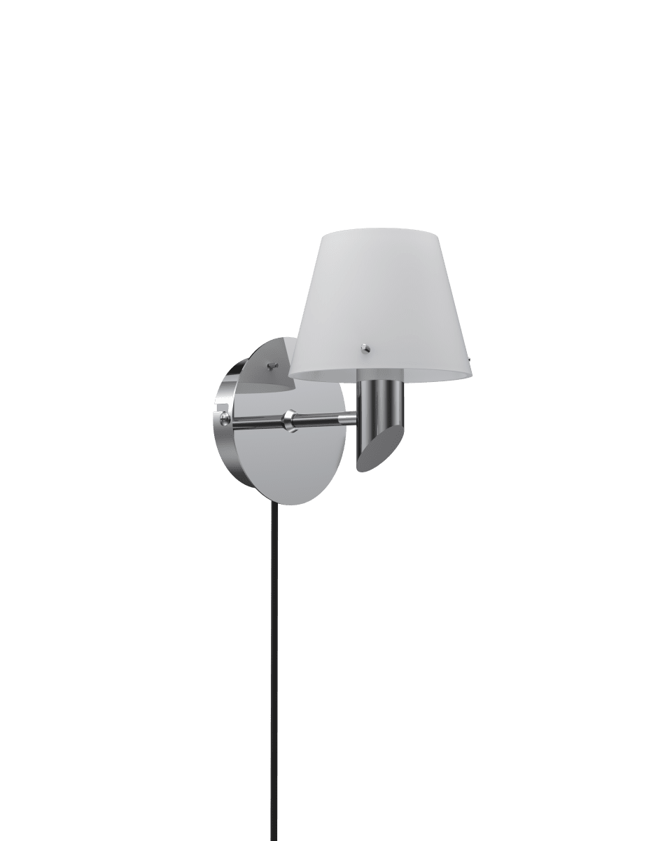 Gil Ø10 Chrom leselampe Von Herstal - Der Opalglasschirm sorgt f&uuml;r eine feine Lichtverteilung und verleiht Gil in Kombination mit dem Chromgestell Atmosph&auml;re, Pr&auml;senz und den charakteristischen Herstal-Ausdruck.