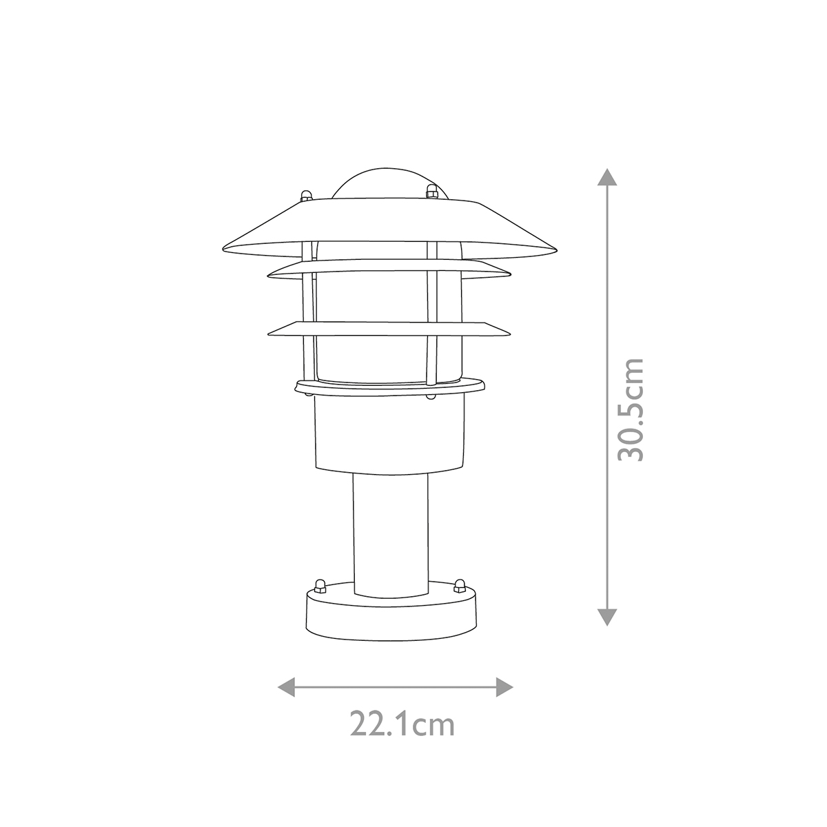 Helsingor 30cm Silber Von Elstead Lighting - Tillverkad av rostfritt st&aring;l i silverfinish och glas, erbjuder den en slitstark och v&auml;derbest&auml;ndig konstruktion som &auml;r perfekt f&ouml;r entr&eacute;er, tr&auml;dg&aring;rdsg&aring;ngar och uteplatser.