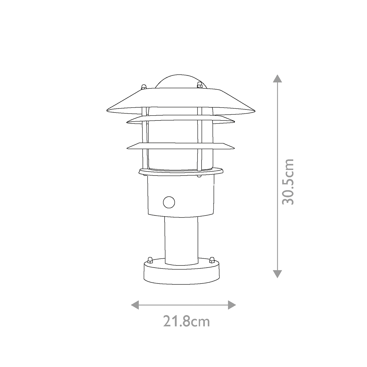 Helsingor PIR 30cm Schwarz Von Elstead Lighting - Tillverkad av rostfritt st&aring;l i svart finish och glas, erbjuder den en robust och v&auml;derbest&auml;ndig konstruktion som &auml;r perfekt vid uppfarter, entr&eacute;er eller tr&auml;dg&aring;rdsg&aring;ngar.