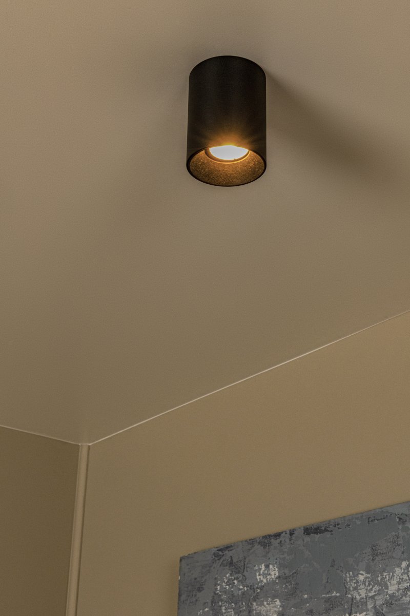 Gerti Schwarz spotlight Von Lucide - Gerti ist ein stilvoller, schwarzer Metallstrahler, der Ihrem Zuhause ein modernes und elegantes Flair verleiht.