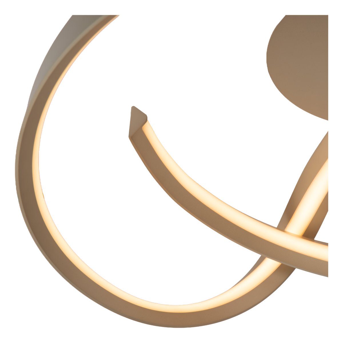 Menuet Ø60 Beige deckenleuchte Von Lucide - Die Menuet ist eine moderne Deckenleuchte aus beigefarbenem Metall mit einem weichen, skulpturalen Design, die an der Decke zu einem stilvollen Blickfang wird.