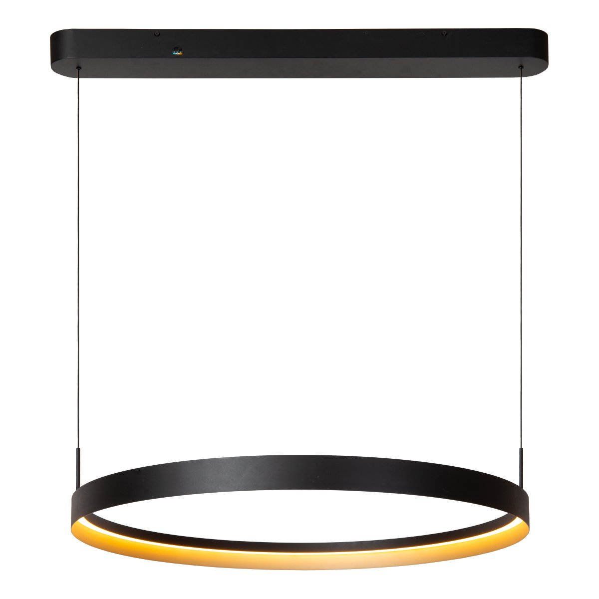 Radiant Ø80 Schwarz hängelampe Von Lucide - Der integrierte LED-Streifen im Inneren sorgt f&uuml;r ein kraftvolles und gleichm&auml;&szlig;iges Licht nach unten und macht die Leuchte ideal &uuml;ber dem Esstisch.