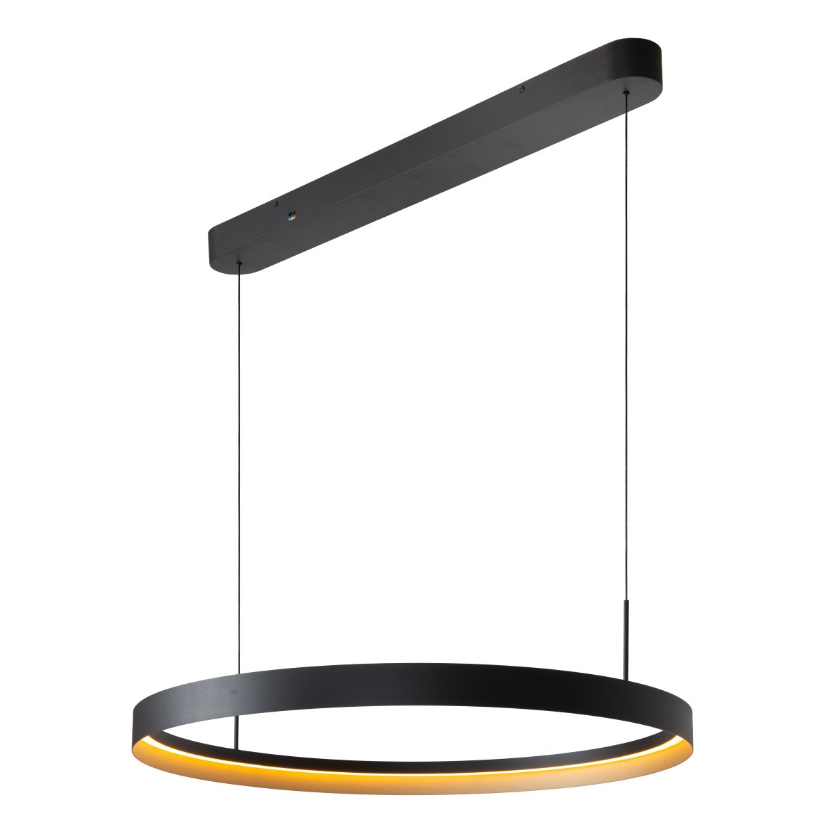 Radiant Ø80 Schwarz hängelampe Von Lucide - Der integrierte LED-Streifen im Inneren sorgt f&uuml;r ein kraftvolles und gleichm&auml;&szlig;iges Licht nach unten und macht die Leuchte ideal &uuml;ber dem Esstisch.