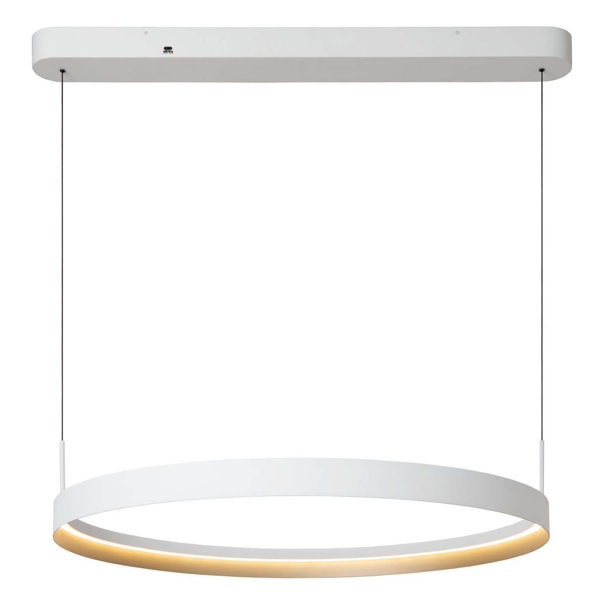 Radiant Ø80 Weiß hängelampe Von Lucide - Der integrierte LED-Streifen im Inneren sorgt f&uuml;r ein kraftvolles und gleichm&auml;&szlig;iges Licht nach unten und macht die Leuchte ideal &uuml;ber dem Esstisch.