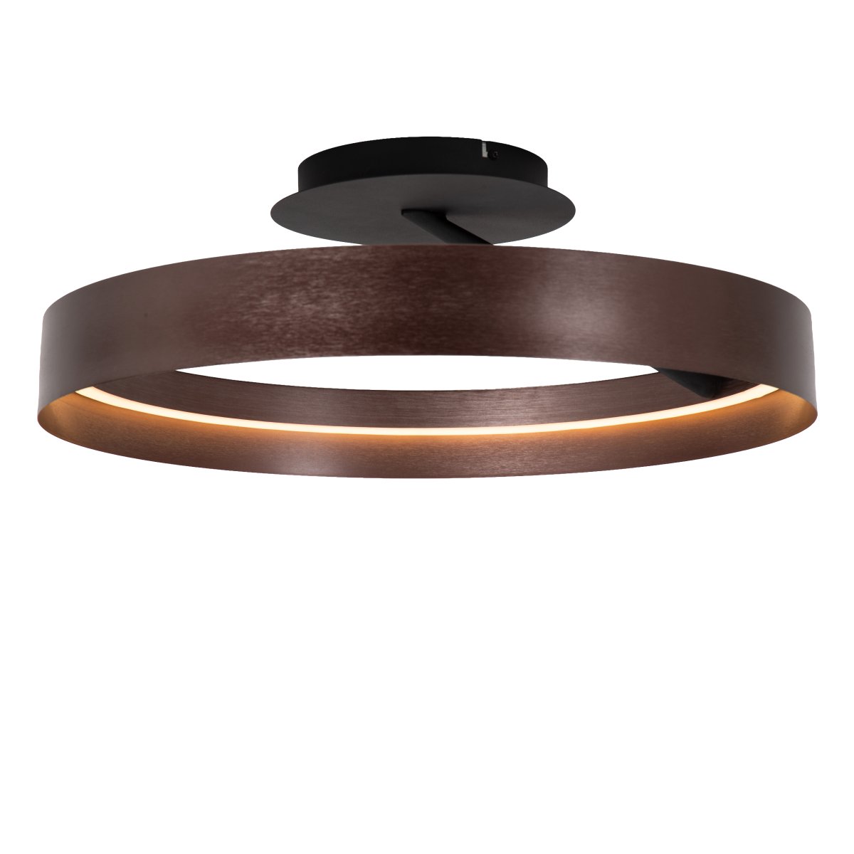Leonard Ø55 Braun deckenleuchte Von Lucide - Die Lampe ist mit einem handels&uuml;blichen Wandschalter in drei Stufen dimmbar, sodass die Helligkeit flexibel an die jeweilige Situation angepasst werden kann.
