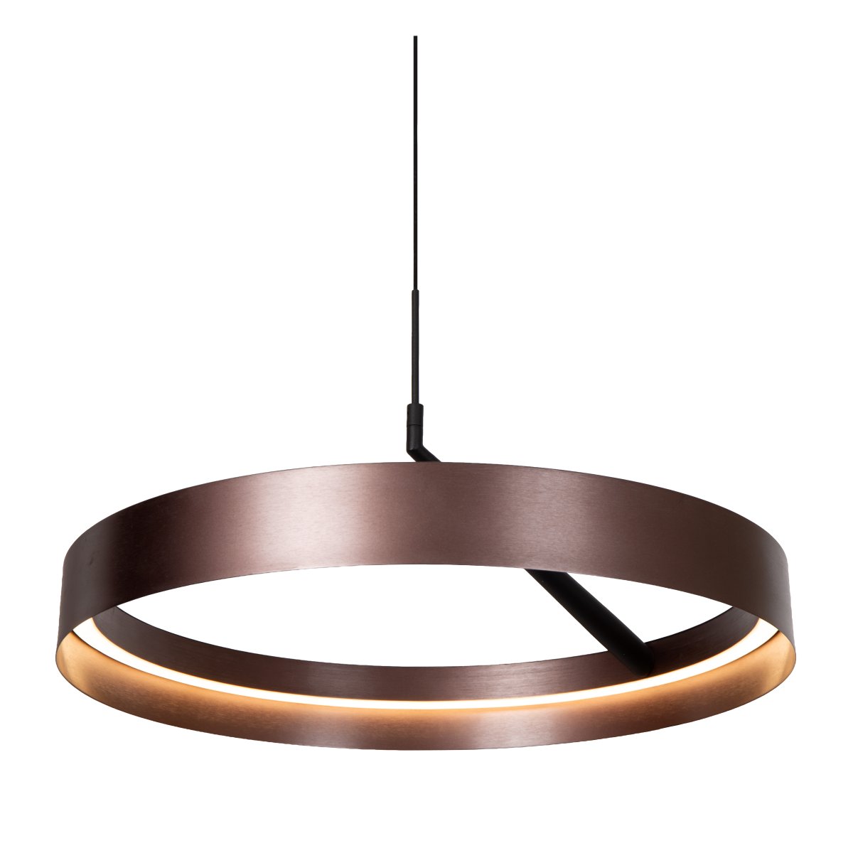 Leonard Ø55 Braun hängelampe Von Lucide - Leonard ist eine moderne Pendelleuchte, die eine metallisch-braune Oberfl&auml;che mit stilvollen schwarzen Details kombiniert.