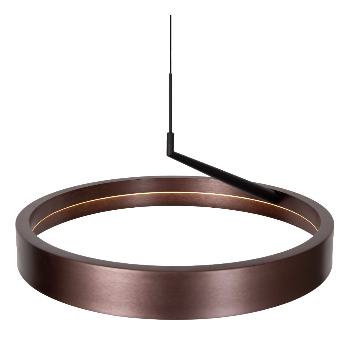 Leonard Ø55 Braun hängelampe Von Lucide - Leonard ist eine moderne Pendelleuchte, die eine metallisch-braune Oberfl&auml;che mit stilvollen schwarzen Details kombiniert.