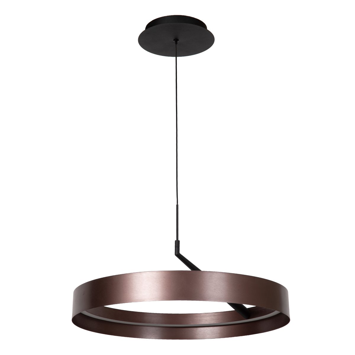 Leonard Ø55 Braun hängelampe Von Lucide - Leonard ist eine moderne Pendelleuchte, die eine metallisch-braune Oberfl&auml;che mit stilvollen schwarzen Details kombiniert.