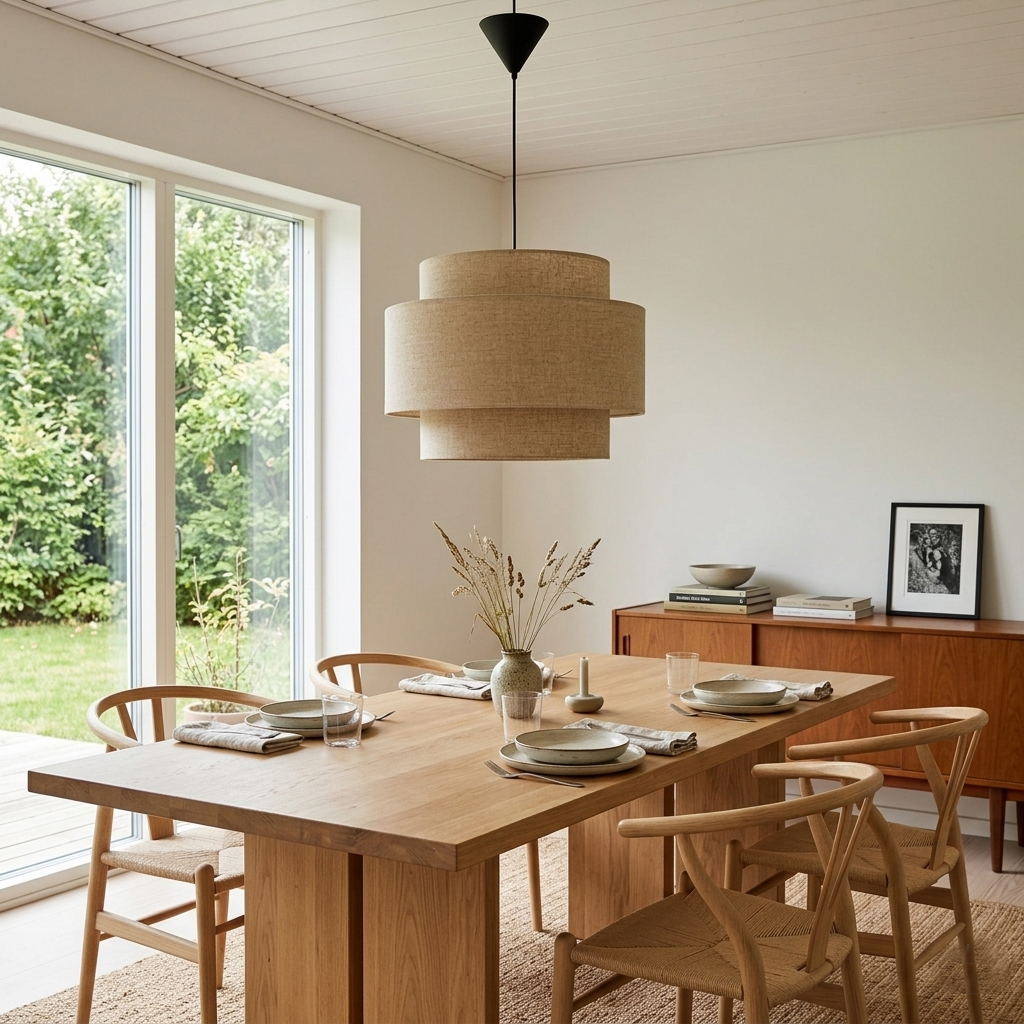 Hilma Ø55 Beige hängelampe Von Cottex - Der beigefarbene Stoff sorgt f&uuml;r eine warme und behagliche Atmosph&auml;re und macht Hilma vielseitig kombinierbar.