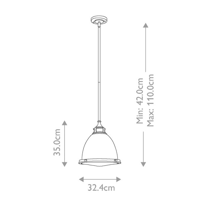 Amelia Ø32 Chrom hängelampe Von Elstead Lighting - Amelia har en klassisk pendeldesign som f&ouml;rnyar vintage-detaljer med ett gjutet glasf&auml;ste, en gjuten metallram samt framtr&auml;dande g&aring;ngj&auml;rn och sp&auml;nnen.