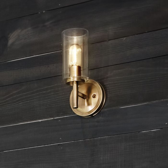 Collier 26cm Antikes Messing wandlampe Von Elstead Lighting - Gjutna knappar, g&aring;ngj&auml;rn och st&auml;nger i en finish av klassisk m&auml;ssing ger en sofistikerad elegans som &auml;r b&aring;de modern och tidl&ouml;s.