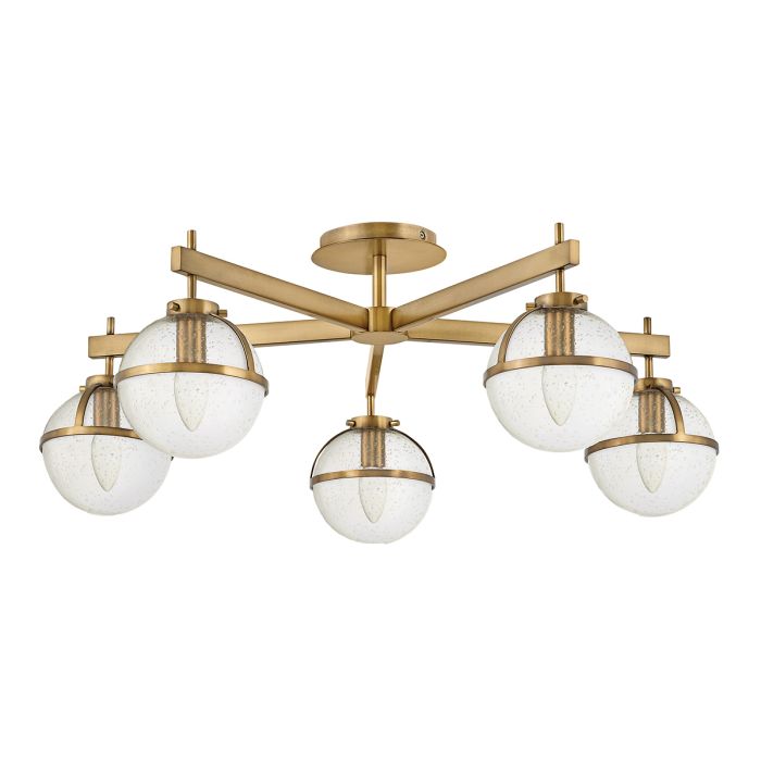 Hollis Ø80 Antikmessing/transparent badezimmerlampe Von Elstead Lighting - Hollis ist eine dekorative Badezimmer-Deckenleuchte mit einem unverwechselbaren Vintage-Charme, inspiriert von der Mitte des 20.