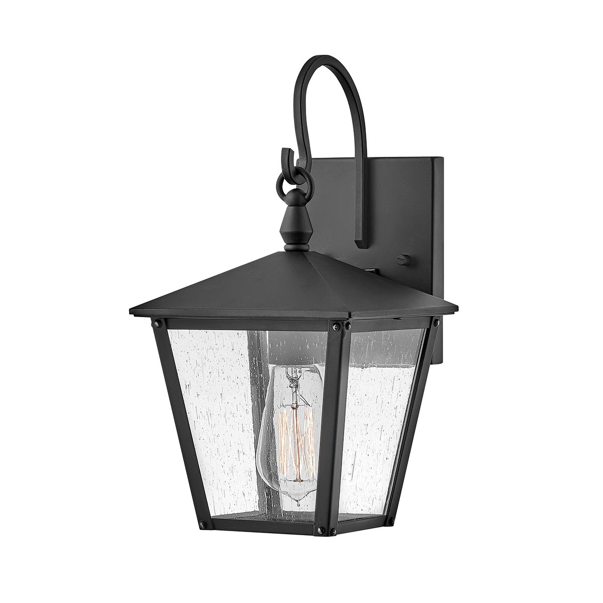 Huntersfield Schwarz außenlampe Von Elstead Lighting - Die Huntersfield-Wandleuchte hat ein zeitloses und stilvolles Design mit klaren Linien und elegantem, strukturiertem Glas.