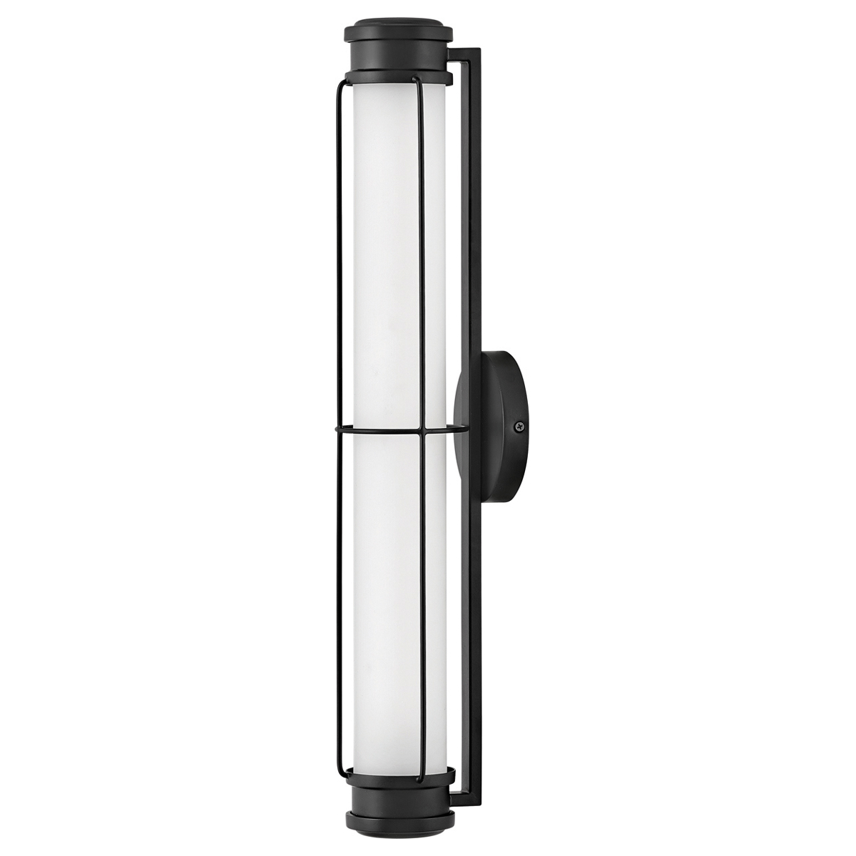 Saylor 60cm Schwarz badezimmerlampe Von Elstead Lighting - Die Leuchte besteht aus Metall mit einer mattschwarzen Oberfl&auml;che und verf&uuml;gt &uuml;ber ein l&auml;ngliches Opalglas, das ein gleichm&auml;&szlig;iges und feines Licht erzeugt.