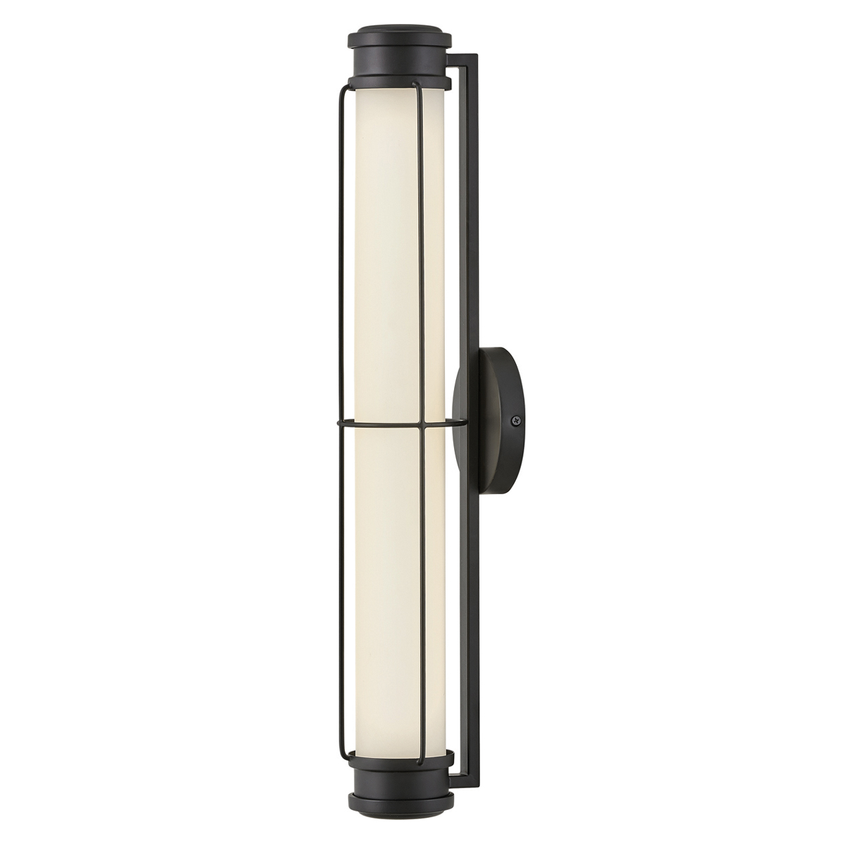 Saylor 60cm Schwarz badezimmerlampe Von Elstead Lighting - Die Leuchte besteht aus Metall mit einer mattschwarzen Oberfl&auml;che und verf&uuml;gt &uuml;ber ein l&auml;ngliches Opalglas, das ein gleichm&auml;&szlig;iges und feines Licht erzeugt.