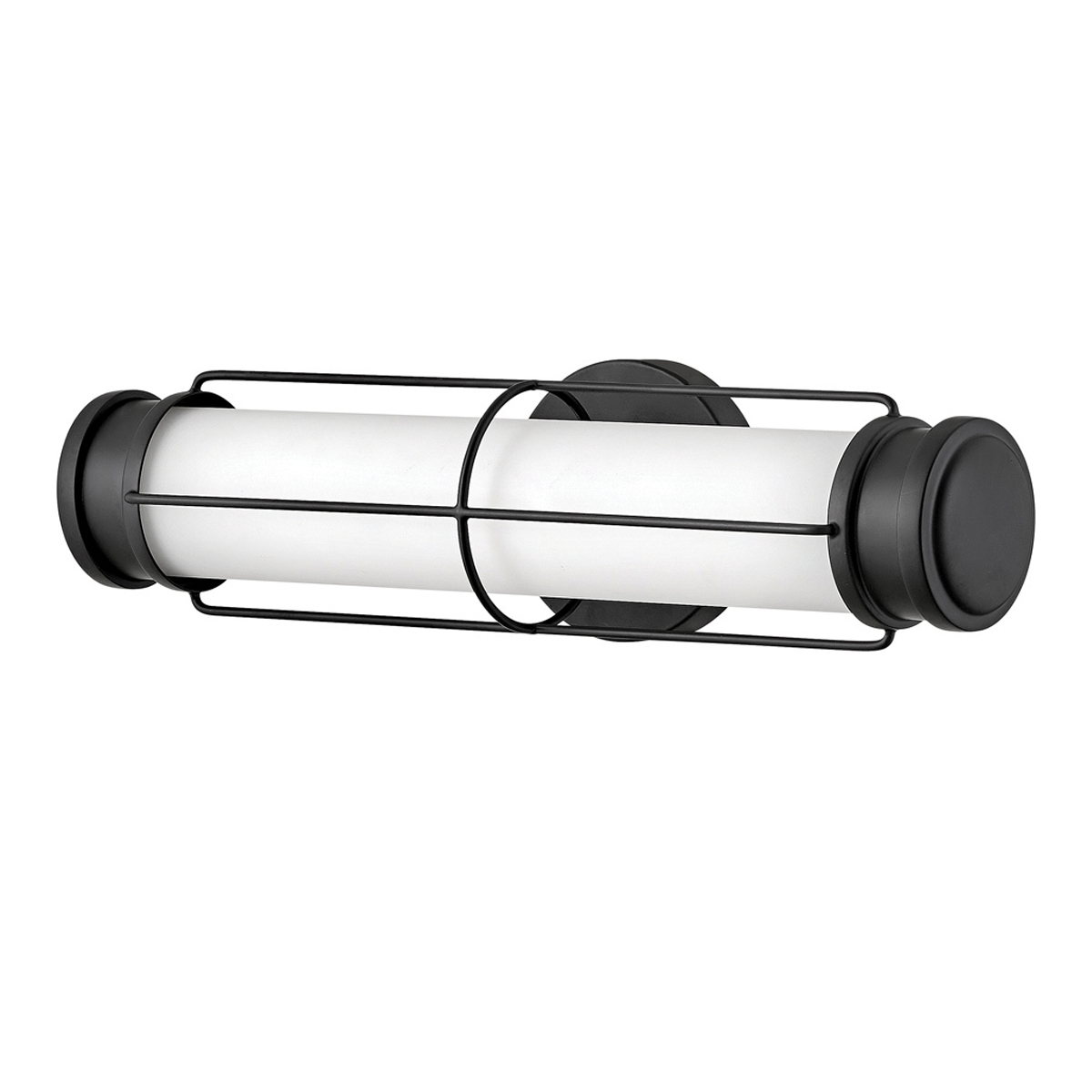 Saylor 43cm Schwarz badezimmerlampe Von Elstead Lighting - Die Leuchte besteht aus Metall mit mattschwarzer Oberfl&auml;che und verf&uuml;gt &uuml;ber ein l&auml;ngliches Opalglas, das ein gleichm&auml;&szlig;iges und feines Licht erzeugt.