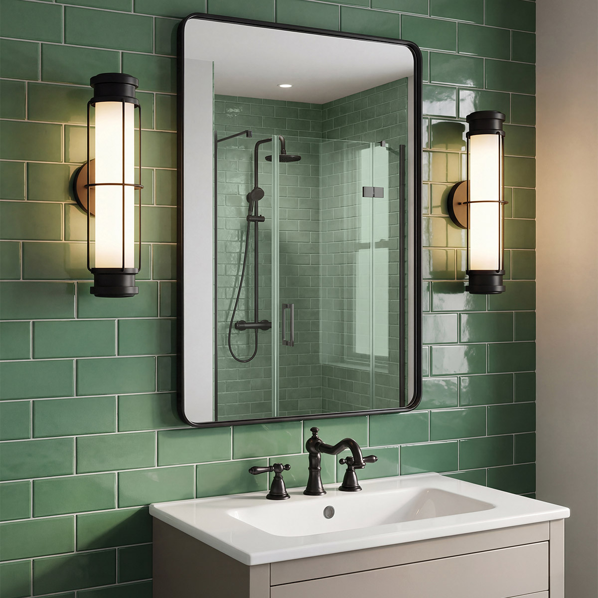 Saylor 43cm Schwarz badezimmerlampe Von Elstead Lighting - Die Leuchte besteht aus Metall mit mattschwarzer Oberfl&auml;che und verf&uuml;gt &uuml;ber ein l&auml;ngliches Opalglas, das ein gleichm&auml;&szlig;iges und feines Licht erzeugt.