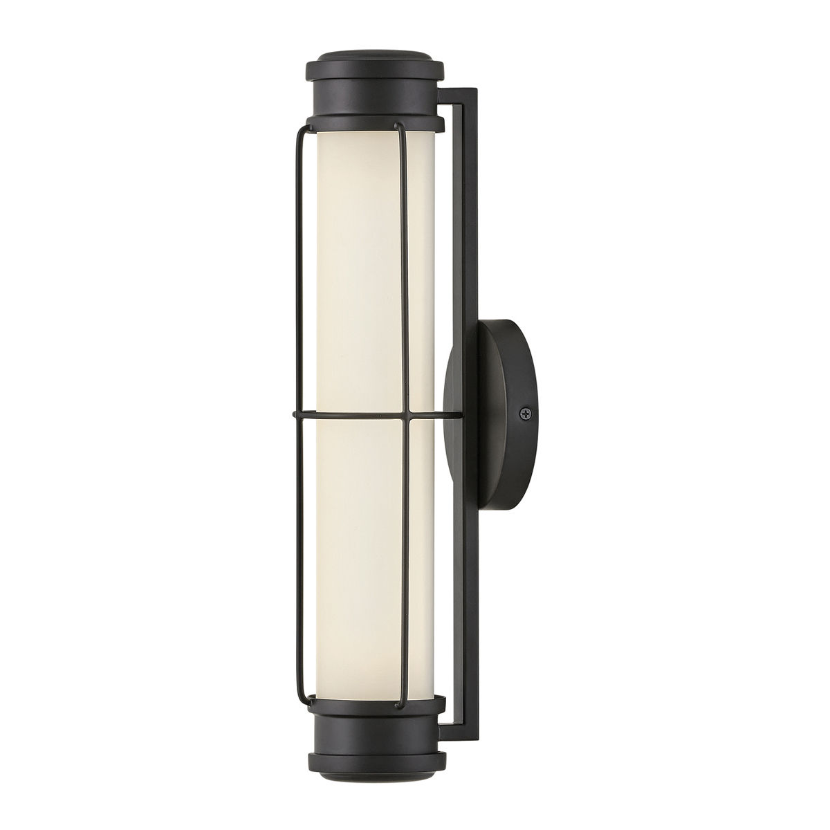 Saylor 43cm Schwarz badezimmerlampe Von Elstead Lighting - Die Leuchte besteht aus Metall mit mattschwarzer Oberfl&auml;che und verf&uuml;gt &uuml;ber ein l&auml;ngliches Opalglas, das ein gleichm&auml;&szlig;iges und feines Licht erzeugt.