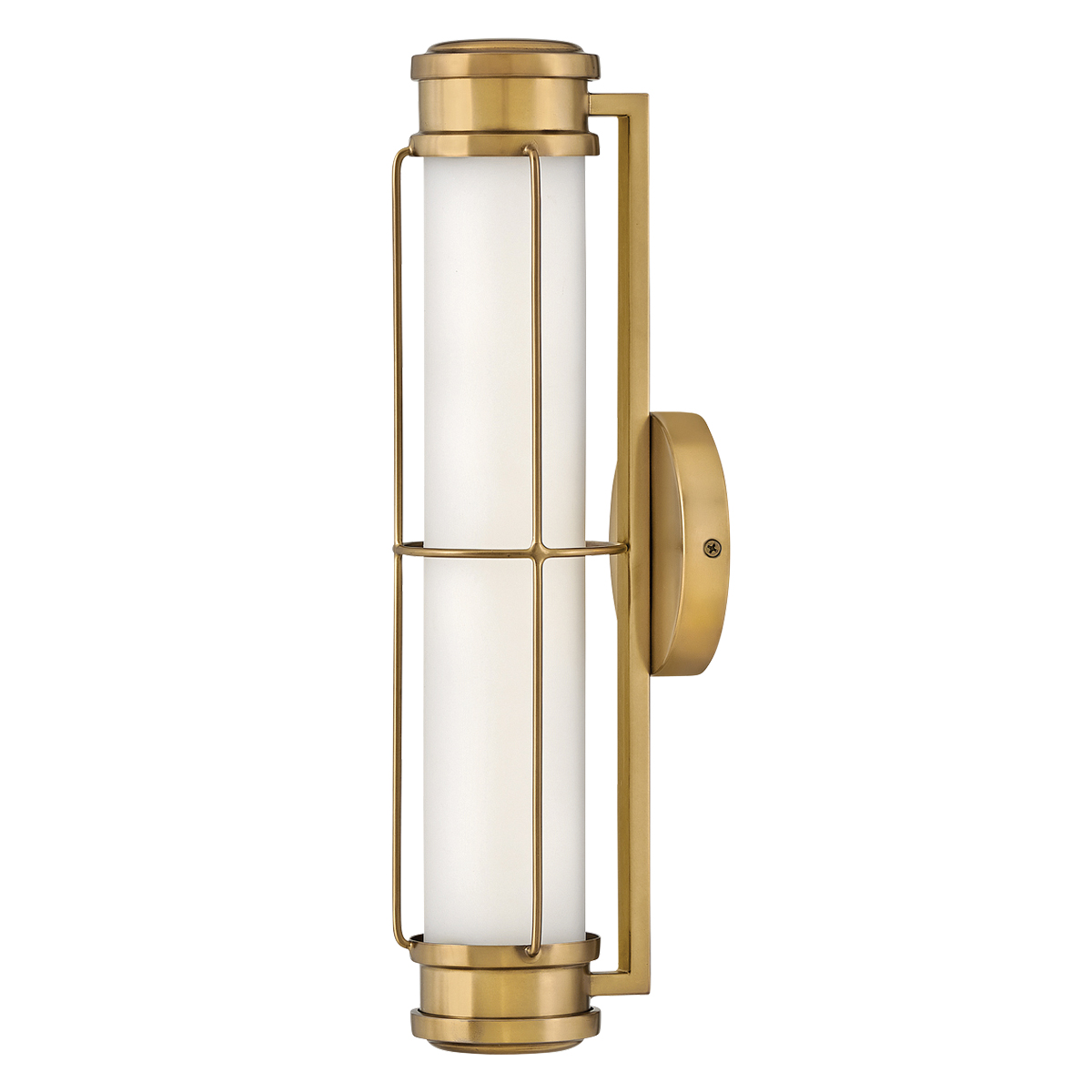Saylor 43cm Messing badezimmerlampe Von Elstead Lighting - Die Leuchte ist aus Metall mit einer warmen Messingoberfl&auml;che gefertigt und verf&uuml;gt &uuml;ber ein l&auml;ngliches Opalglas, das ein gleichm&auml;&szlig;iges und feines Licht erzeugt.