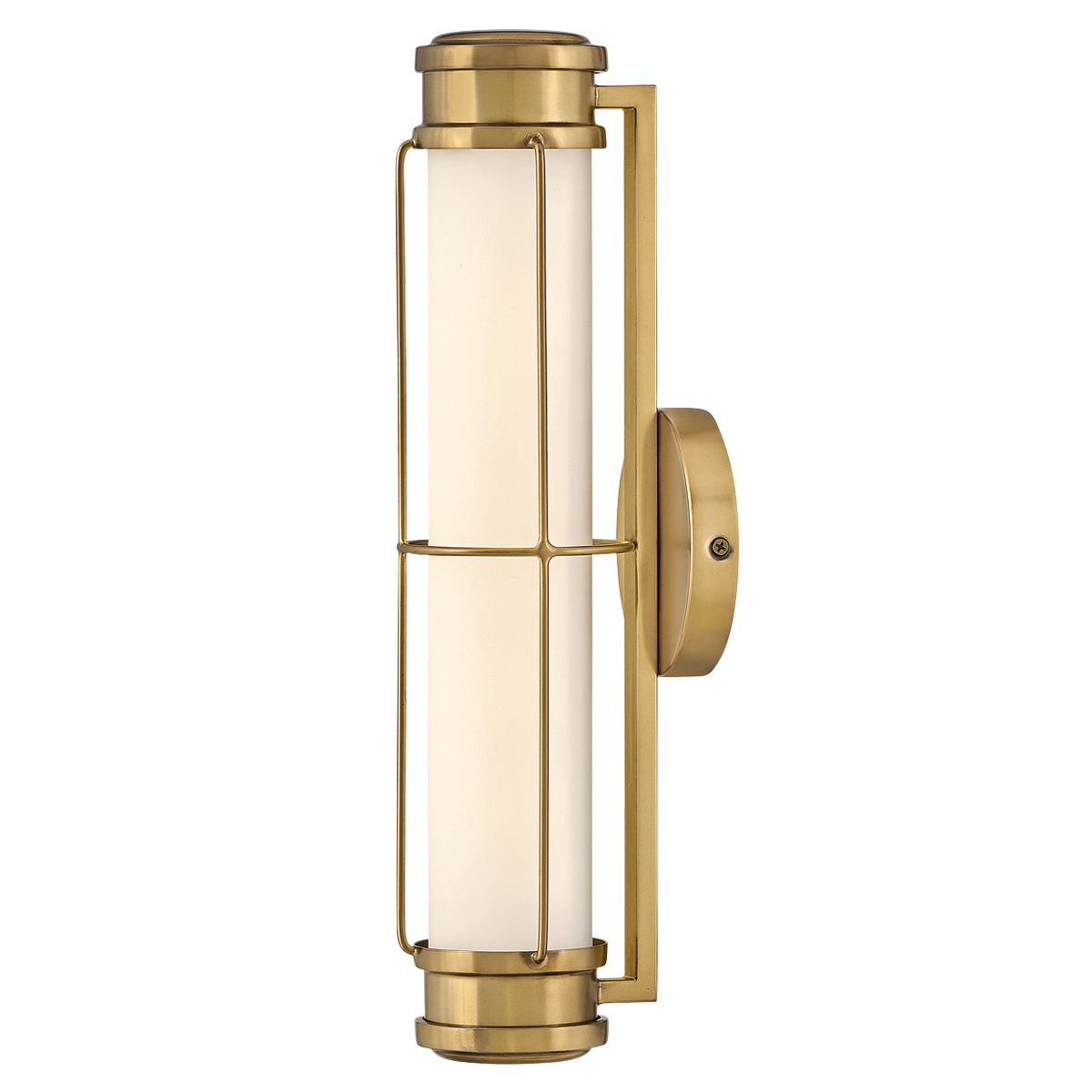 Saylor 43cm Messing badezimmerlampe Von Elstead Lighting - Die Leuchte ist aus Metall mit einer warmen Messingoberfl&auml;che gefertigt und verf&uuml;gt &uuml;ber ein l&auml;ngliches Opalglas, das ein gleichm&auml;&szlig;iges und feines Licht erzeugt.